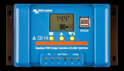 Контролер заряду VICTRON ENERGY BLUESOLAR PWM-LCD&USB 12/24V-10A (10А, 12/24 В) 15/10 фото